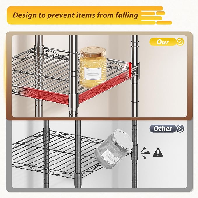 5 Wire Shelving Metal Shelves Storage Rack:Adjustable Storage Shelves Standing - Image 5