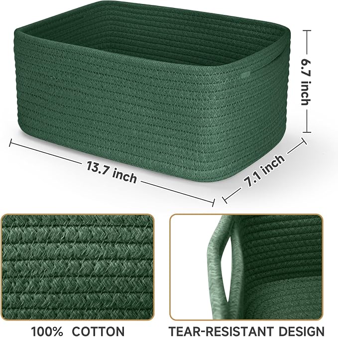 3-Pack Storage Baskets for Organizing | Woven Shelf Toy Basket | Rope Baskets - Image 3