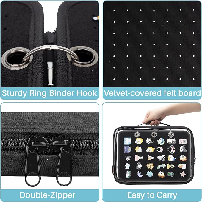 Enamel Pin Display Pages Pin Carrying Case, Pins Collection Storage Organizer - Image 4