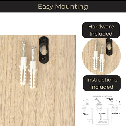 BLU MONACO Wall-Mounted Mail and Key Holder – Natural Wood 2-Tier Letter - Image 4