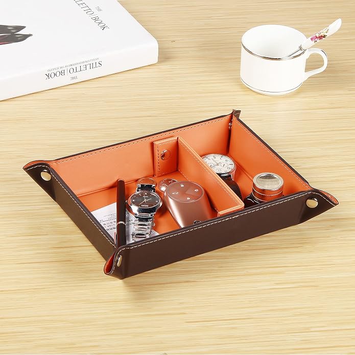 YAPISHI Key Dish Bowl for Men, Entryway Catchall Holder Bedside Table Valet - Image 2
