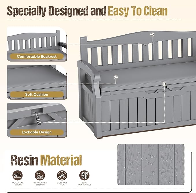 80-Gallon Outdoor Storage Bench - Image 6