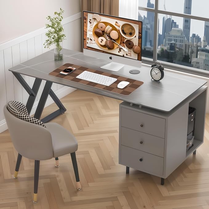 Non-Slip Checkered Desk Mat, Waterproof PU Leather Protector, Large Blotter - Image 6