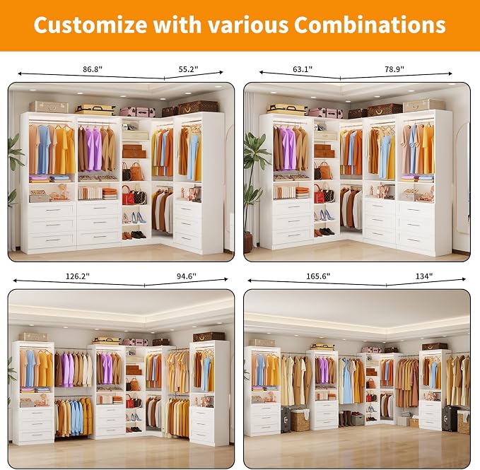 Closet System with 9 Drawers, Corner Closet Organizer Systems with 9 Shelves & - Image 4