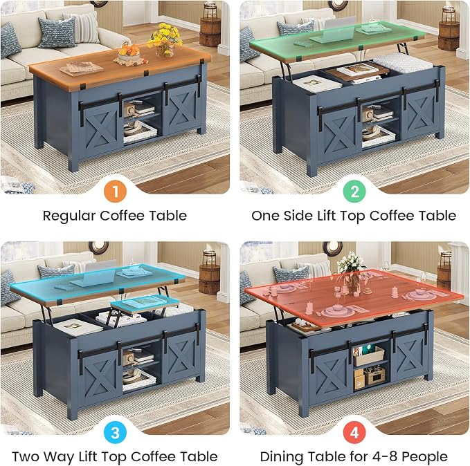 SEDETA Lift Top Coffee Table, 4 in 1 Multi-Function Convertible Coffee Tables - Image 4