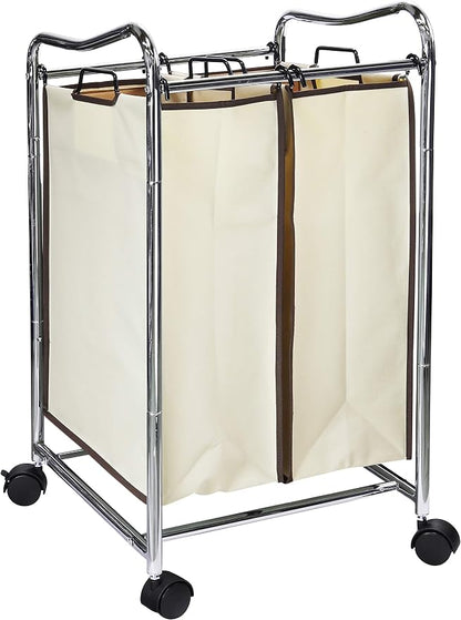 Simple Houseware 2-Bag Heavy Duty Rolling Laundry Sorter Cart, Chrome – 2 - Image 5