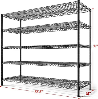 REIBII 55.5" W Storage Shelves 3200LBS Wire Shelving Unit 5 Tier Metal Shelving - Image 3