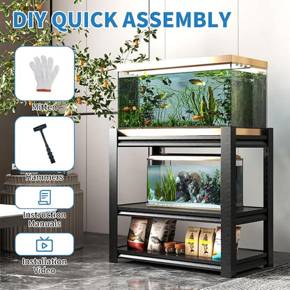 3 Tier Metal Shelving Unit, Aquarium Shelf System, Small Storage Organizer Racks - Image 5