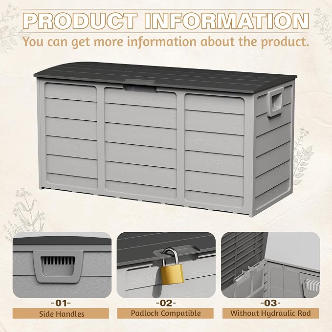 75 Gallon Outdoor Deck Storage Box, Heavy Duty Resin - Image 6
