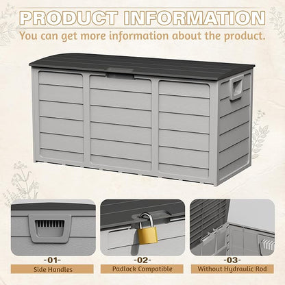 75 Gallon Outdoor Deck Storage Box, Heavy Duty Resin - Image 6