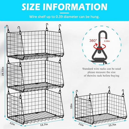 3-Pack Hanging Laundry Room Organizaton：Foldable Laundry Basket Wire Basket - Image 6