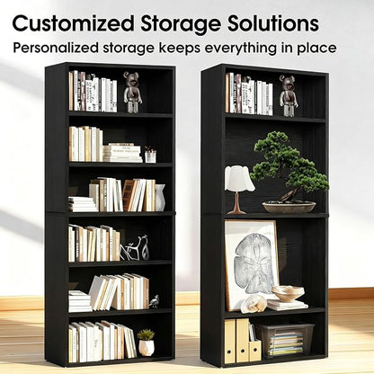 HealSmart 6 Tier Bookcase, Industrial 6 Book Shelf, 9.2" D x 23.8" W x 63" H - Image 4