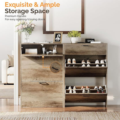 VINGLI Set of 2 Washed Gray Shoe Cabinet - Image 5