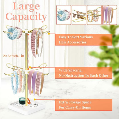 Rotatable Headband Organizer, 2 Tier Head Tie Holder, Hair Hoop Display Stand - Image 3