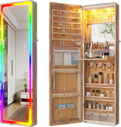 HNEBC LED Mirror Jewelry Cabinet by HNEBC