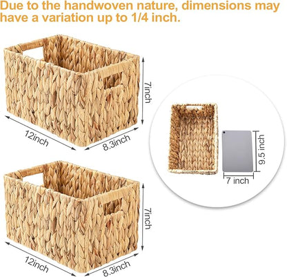 ELONG HOME Water Hyacinth Rectangular Wicker Baskets, Woven Storage Baskets - Image 3