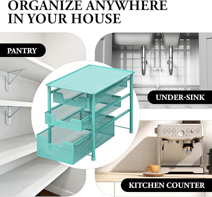 Simple Houseware Stackable 3 Tier Sliding Basket Organizer Drawer - Image 8