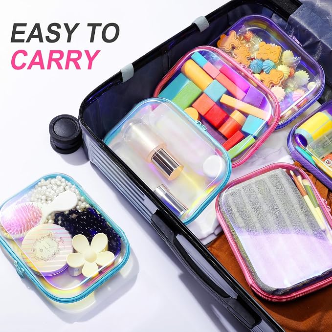 Sanwuta 6 Pcs Clear Hard Zipper Case Hard Plastic Zipper Pouches Transparent - Image 6