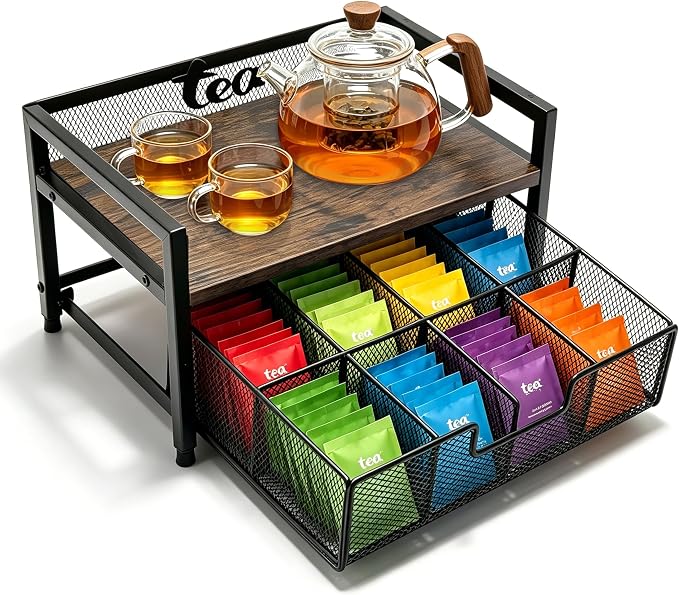 2 Tier Tea Bag Organizer and Storage by Elevateyourspacenaturally
