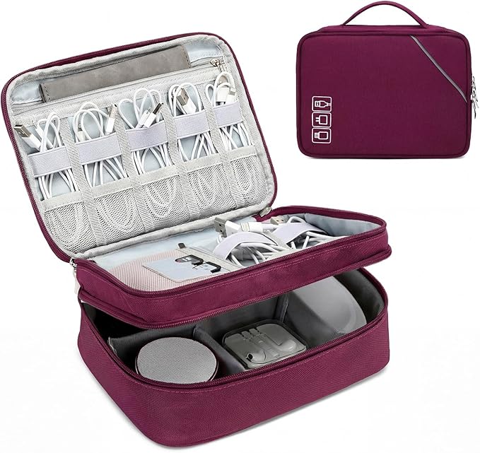Lanola Electronic Organizer Travel Double Layer Cable Organizer Bag, Accessory by Lanola