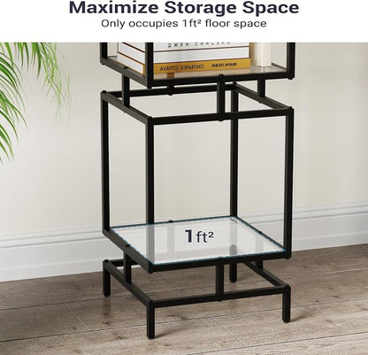 4 Cube Glass Shelf, 4-Tier Bookshelf, Display Shelf Rack, Metal Storage Rack - Image 3