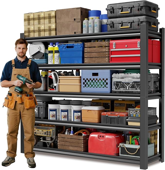 JHYKHG 48" W Storage Shelves, 5-Tier Heavy Duty Garage Shelving, Adjustable by Unknown