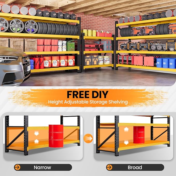 71”W Garage Shelving Units, 5000LBS Metal Shelving Rack, 4 Tier Large Tall - Image 4