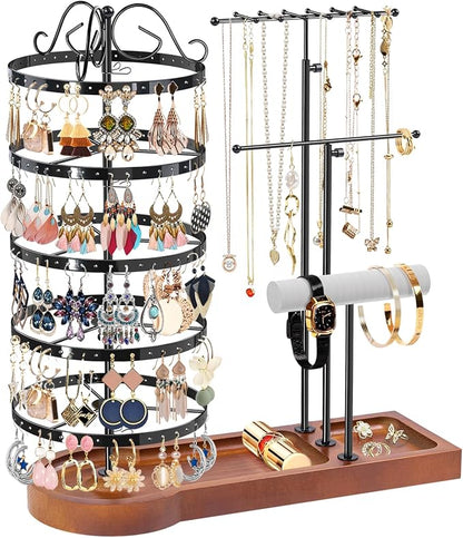 KALYLOC Jewelry Earring Holder Organizer, Adjustable 5 Tiers Rotating Earring by KALYLOC