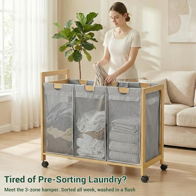 Homykic 250L Laundry Sorter Cart - Image 4