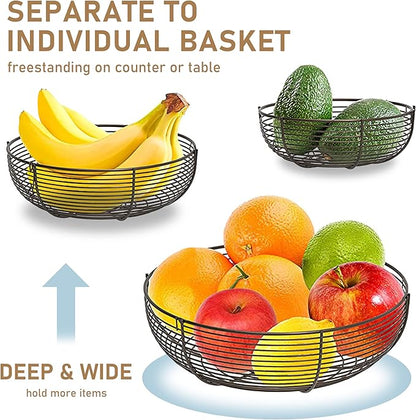 3-Tier Hanging Basket Fruit Organizer Kitchen Heavy Duty Wire Organizer - Image 4