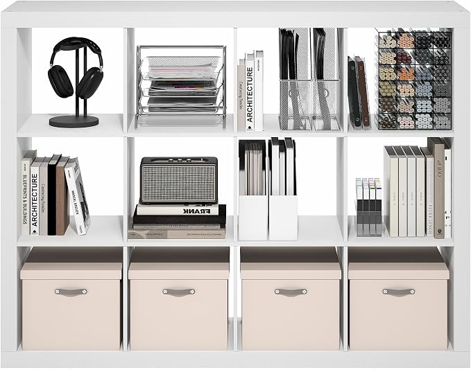 Furinno Cubicle Book Shelf, 12-Cube 2-Inch Super Thick Frame Bookshelf - Image 6