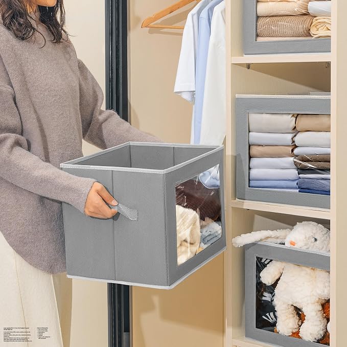 Homsorout Storage Bins with Lids, 3 Pack Large Storage Cubes with Window - Image 6