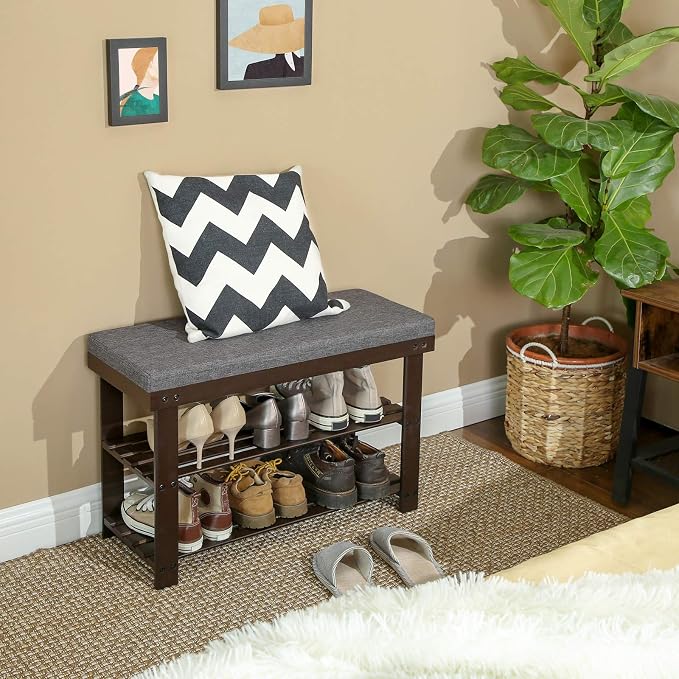SONGMICS Bamboo Shoe Bench, 3-Tier Shoe Rack Organizer - Image 5