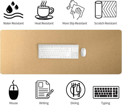 Bloss Gold Leather Desk Mat 47.2" x 16.9", Large Keyboard Pad - Image 2