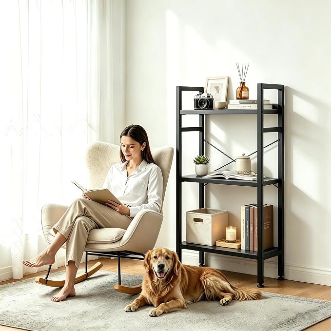 HealSmart 3 Tier Bookshelf, Free Standing Book Shelf Home Office Bookcase Shelf - Image 2