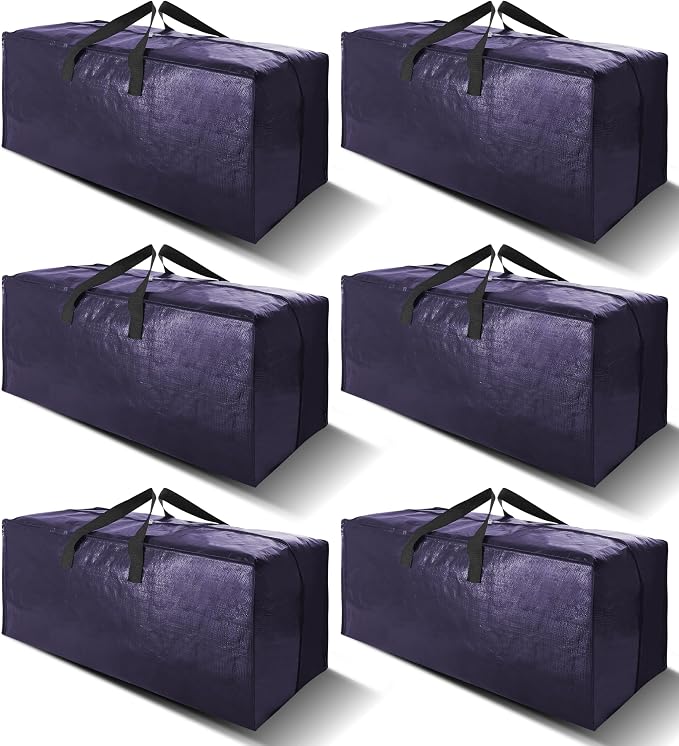 6 Pack Heavy Duty Extra Large Moving Bags W/Backpack Straps by VELVETSURE