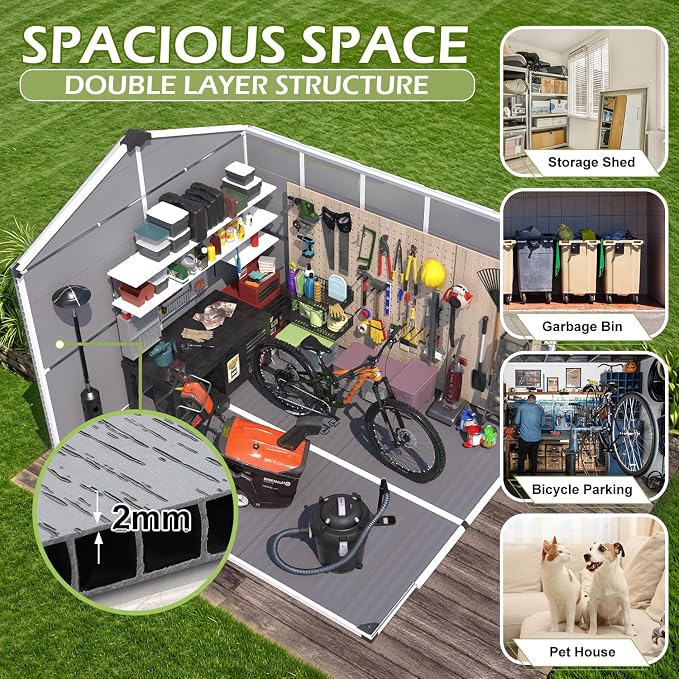 8 x 10 FT Resin Outdoor Storage Shed, All-Weather Plastic Tool Shed - Image 3