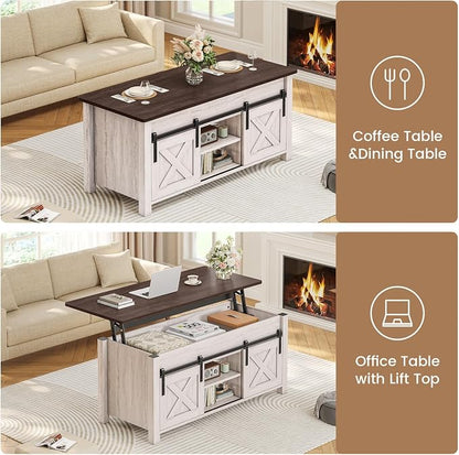 SEDETA Lift Top Coffee Table, Farmhouse Lift Tabletop Dining Table, Gas Spring - Image 4