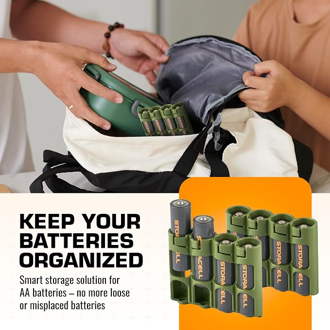 Storacell AA Battery Storage Caddy, Military Green, Holds 4 Batteries - Image 3