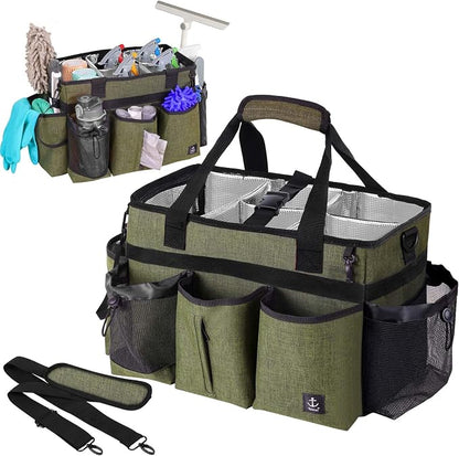 Large Cleaning Caddy Bag Built-in Sturdy Support Board, Cleaning Organizer by Timoxi
