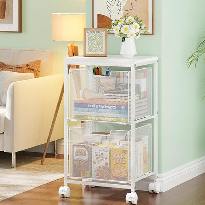 Rolling File Cart with 2 Storage Drawers, Under Desk Storage Cart | Hanging - Image 2