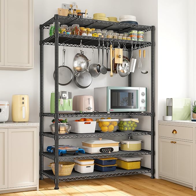 REIBII 75" H Metal Shelving 6 Tier Storage Shelf Adjustable Kitchen Shelf Wire - Image 2
