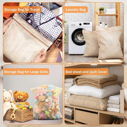 SATINIOR 2 Pack Extra Large 100% Cotton Mesh Laundry Bags 43 x 35 Inch Jumbo - Image 5