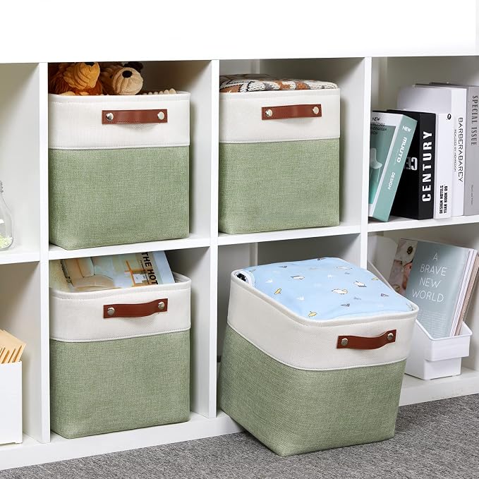 HNZIGE Fabric Cube Storage Baskets Bins Cube Baskets 11x11, Foldable Storage - Image 4