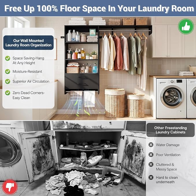 Armocity 60" Wall Mounted Laundry Room Organization - Image 2