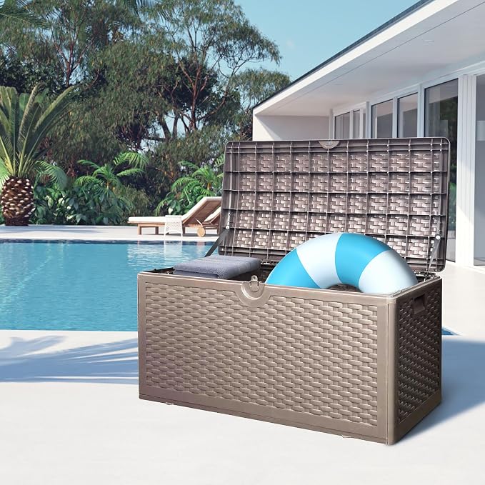 80 Plus Gallon Resin Deck Box, Waterproof Outdoor Storage Box - Image 2