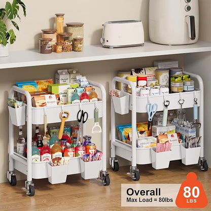 2 Tier Small Rolling Cart Metal - Image 6