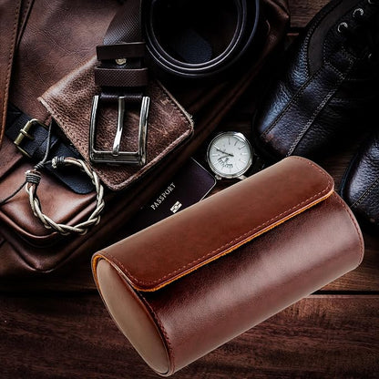 MR.OKAY 2 Watch Travel Case- Classic Leather Watch Case - Image 4