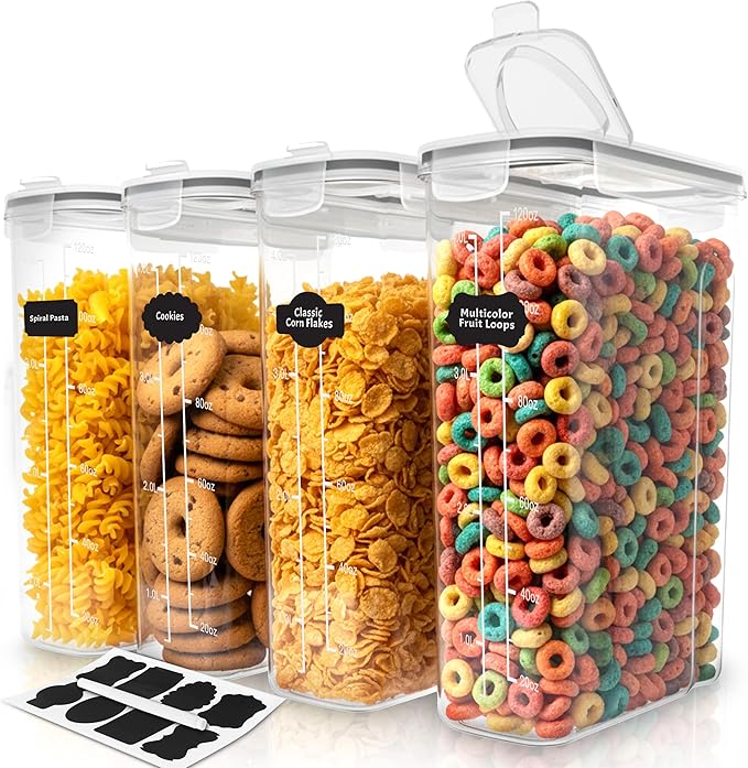 Utopia Kitchen Cereal Containers Storage Set – 4 Pack 4L Airtight Food Storage by UTOPIAKITCHEN