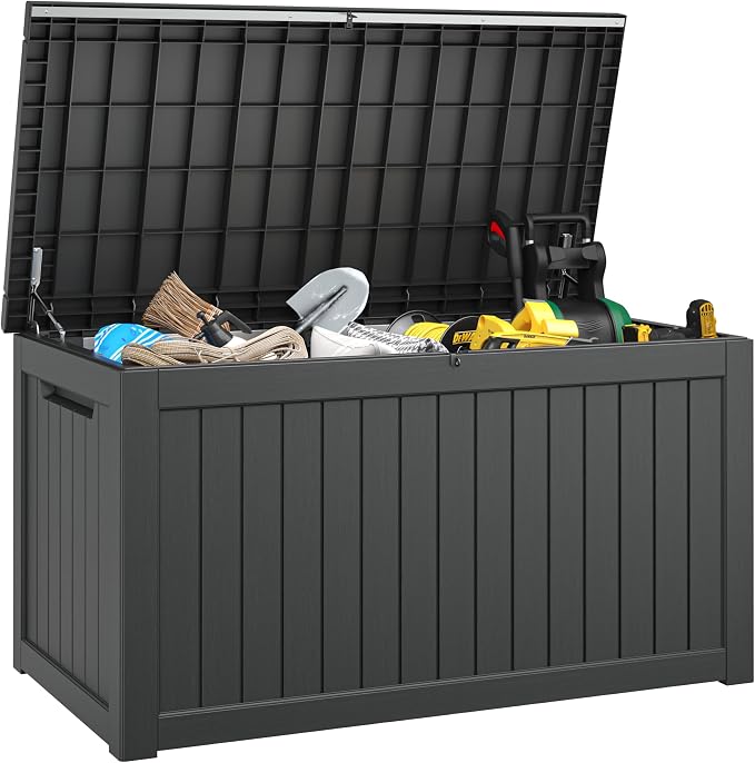 180 Gallon Outdoor Storage Box, Deck Box Resin Waterproof and UV Resistant by LHBGO